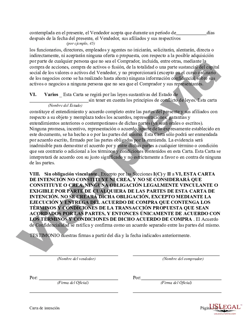 Preview Carta de intención de compra de negocios de desarrollo de software