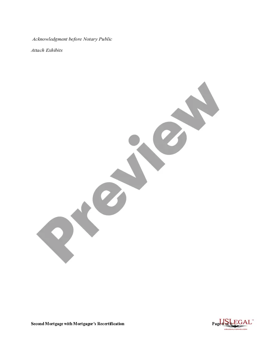 Preview Second Mortgage with Mortgagor's Recertification of Representations, Warranties and Covenants in First Mortgage