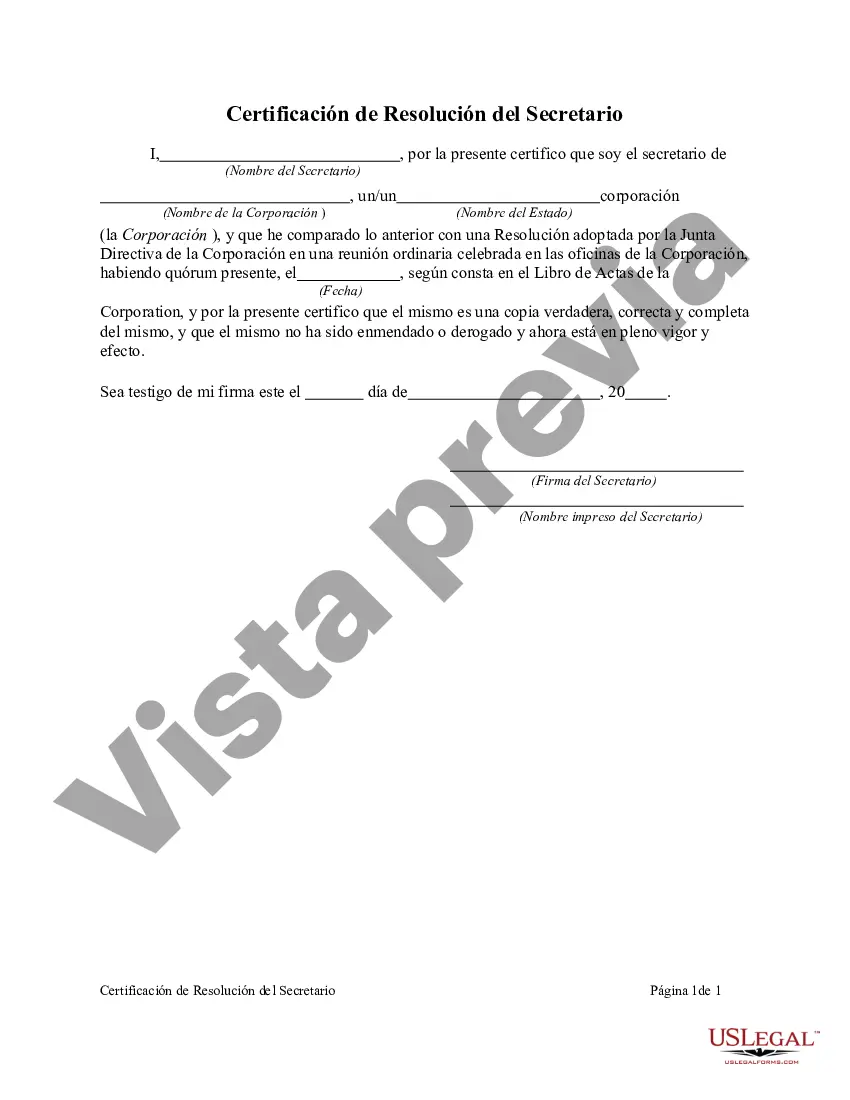 Preview Certificación de Resolución del Secretario