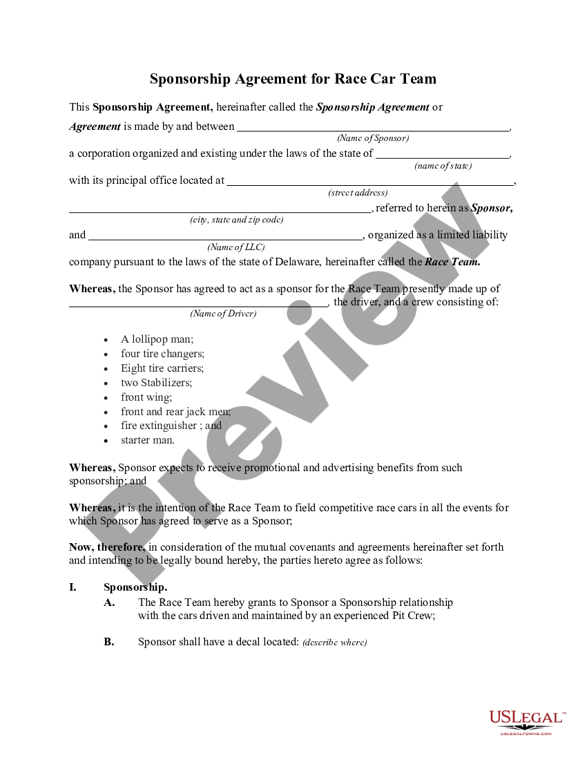 Race Car Sponsorship Agreement Template - Sfiveband.com