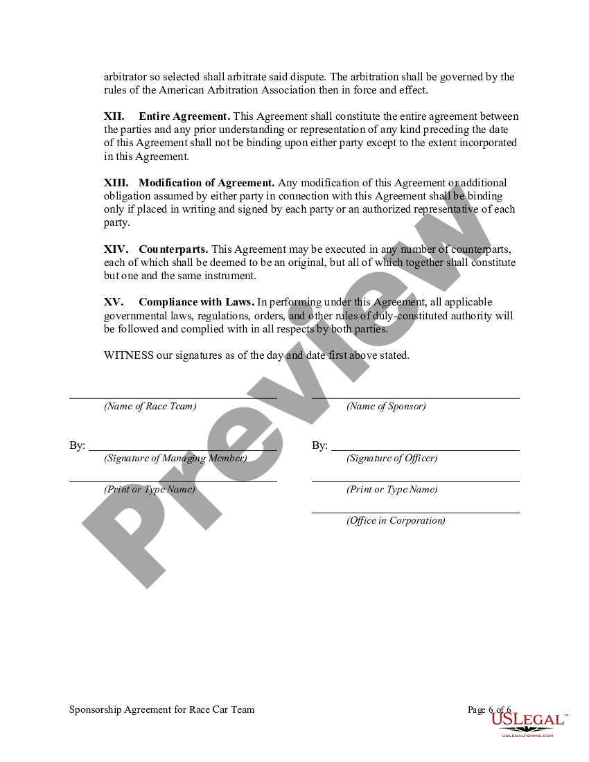 Race Car Sponsorship Agreement Template - Sfiveband.com