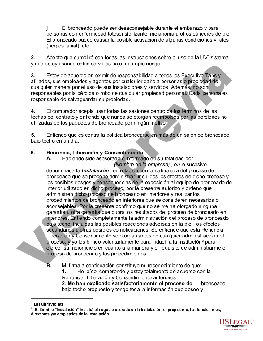 Preview Formulario de liberación de bronceado, incluida la renuncia y liberación del tutor legal o padre