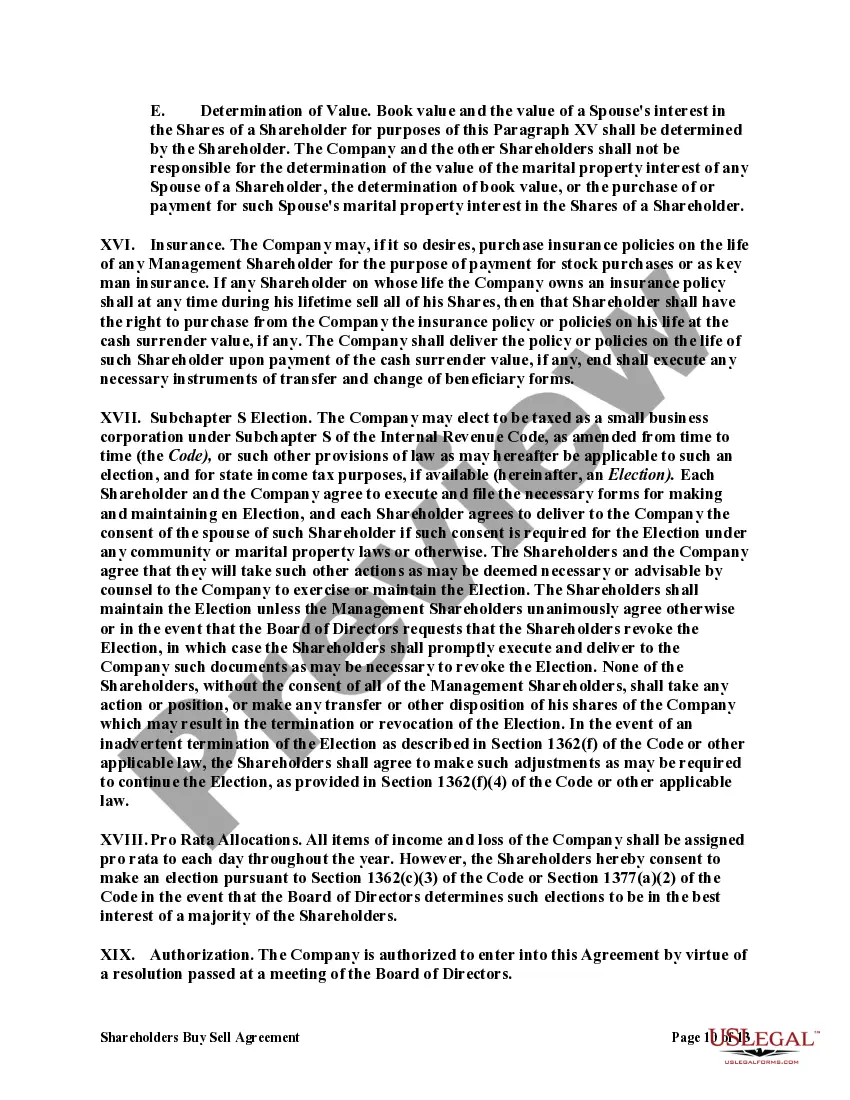 Get Shareholders Buy Sell Agreement of Stock in a Close Corporation with Agreement of Spouse Preview Shareholders Buy Sell Agreement of Stock in a Close Corporation with Agreement of Spouse