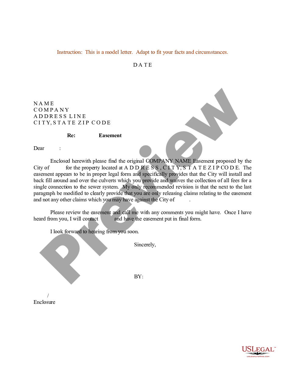 form Sample Letter for Suggested Change in Legal Form Granting Easement preview