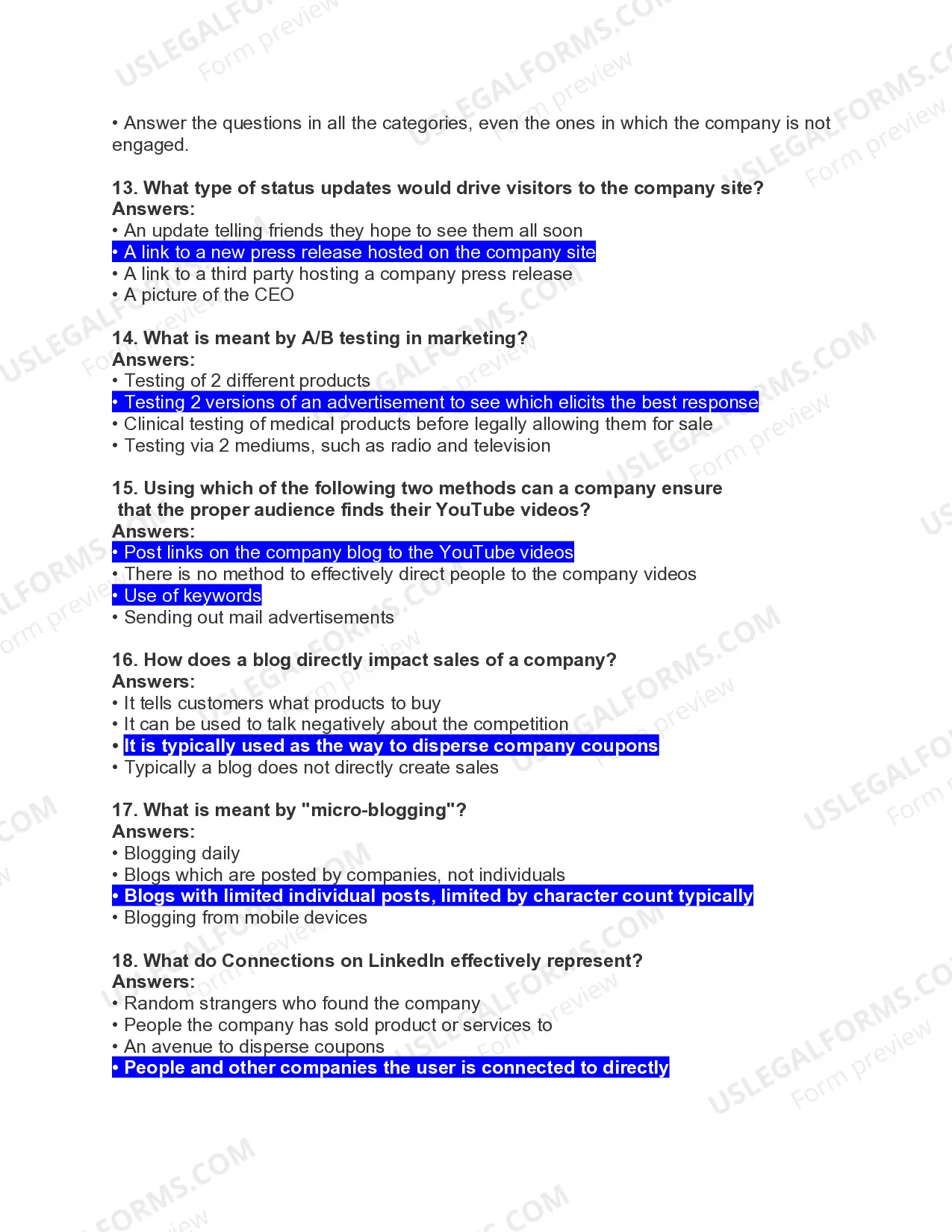 Preview Social Media Marketing Test