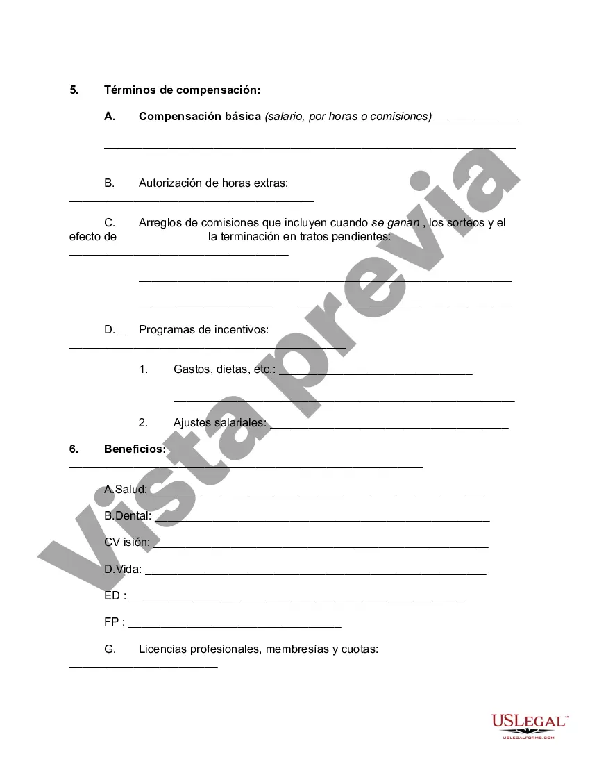 Preview Planilla de contrato de trabajo