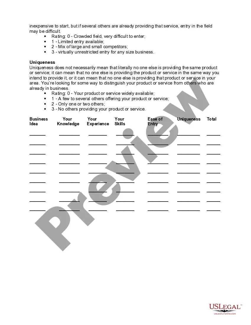 Get Business Selection Worksheet Preview Business Selection Worksheet