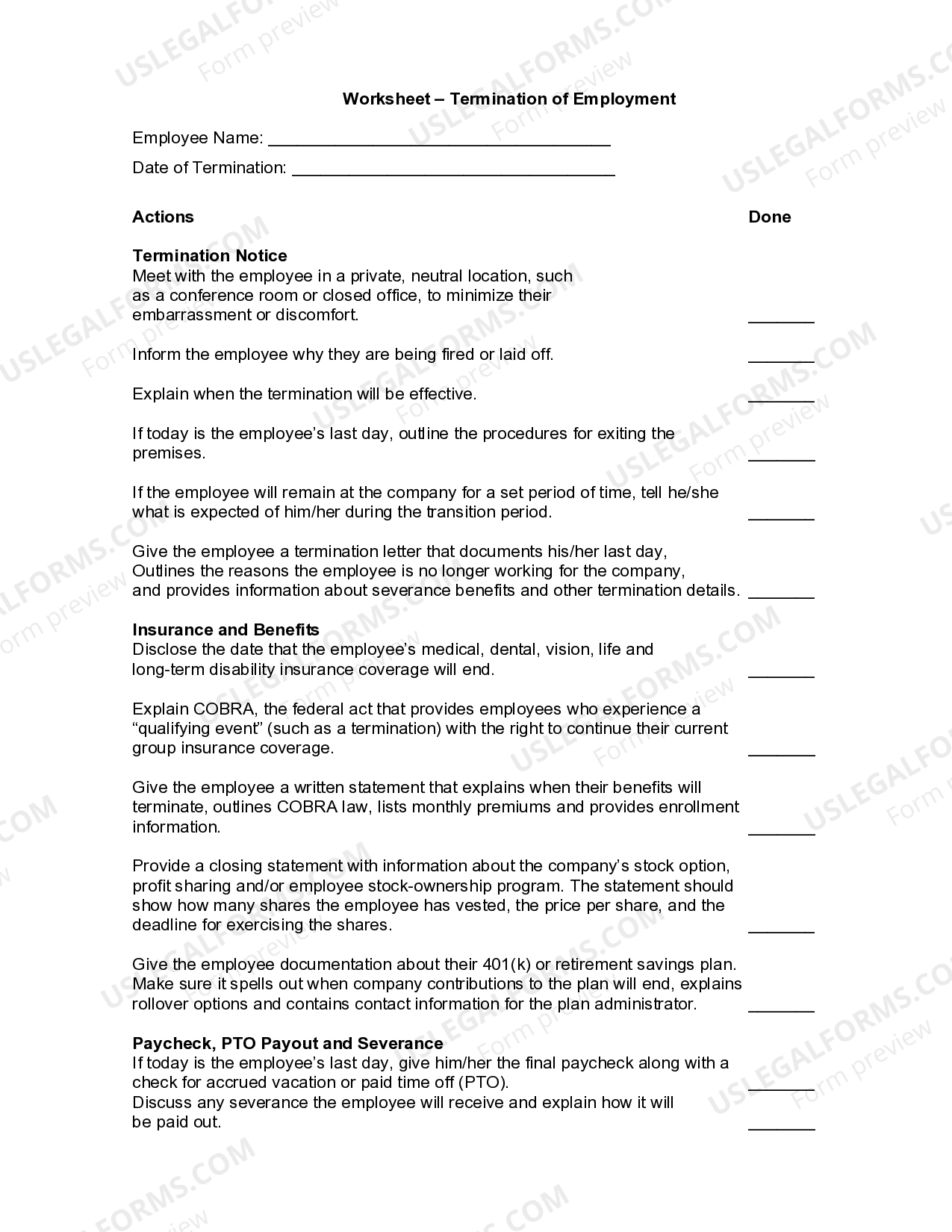 Worksheet - Termination of Employment - Attorney Termination Letter Pdf |  US Legal Forms
