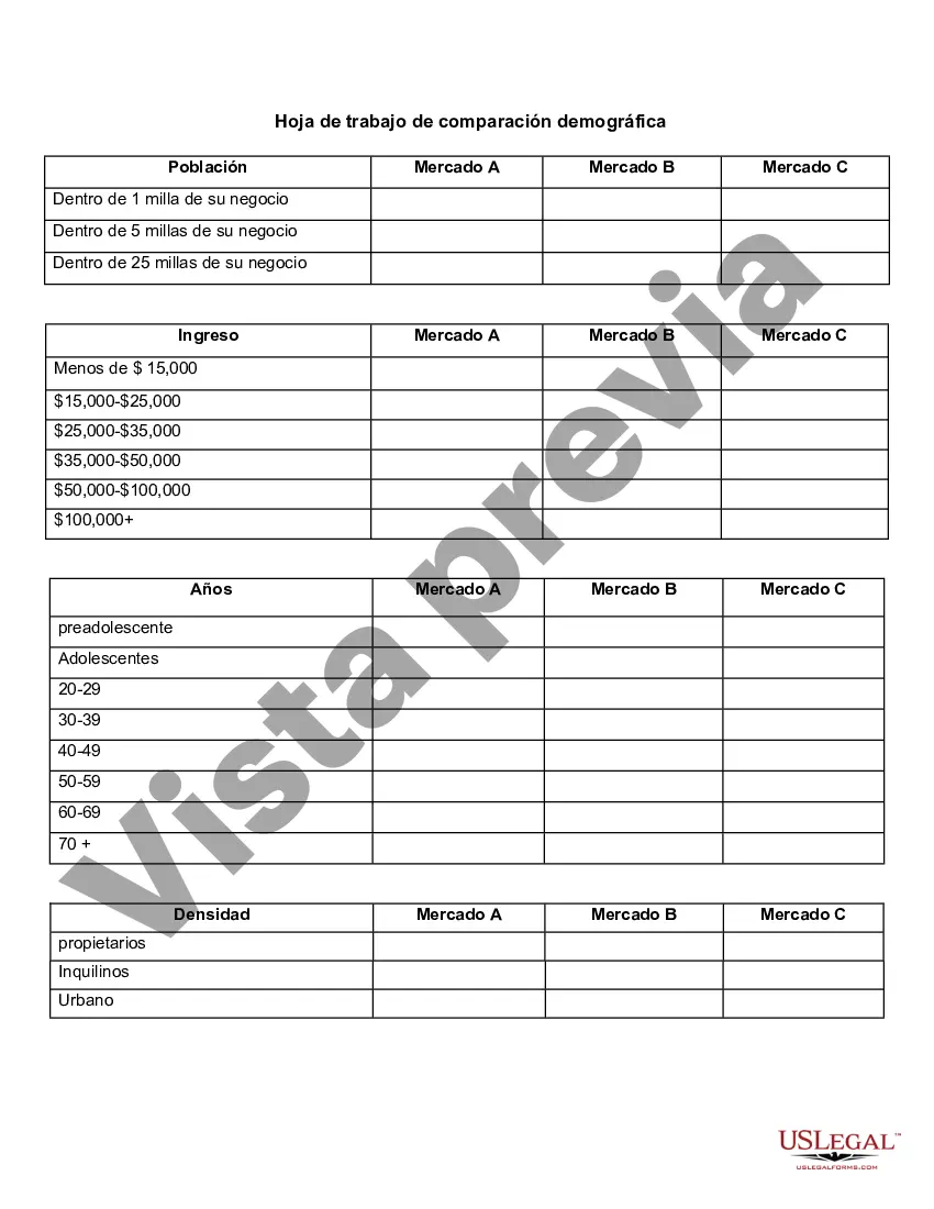 Preview Hoja de trabajo de comparación demográfica
