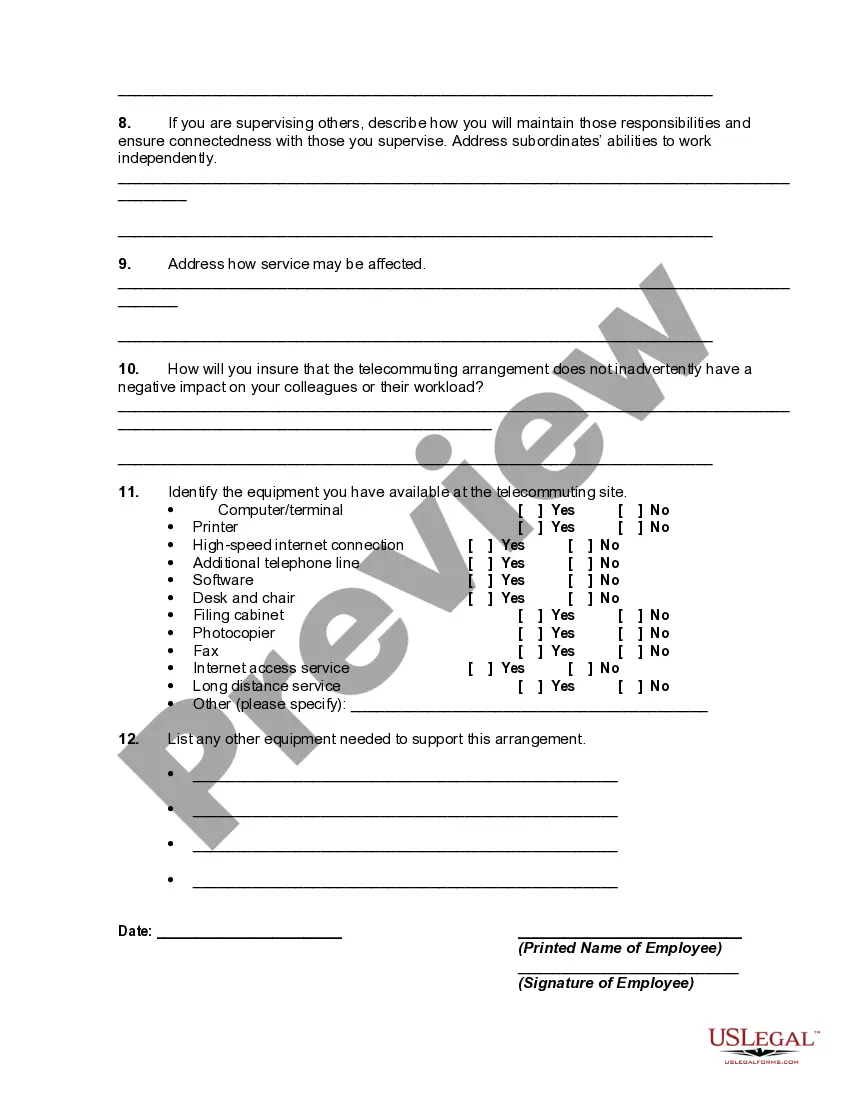 Get Telecommuting Worksheet Preview Telecommuting Worksheet