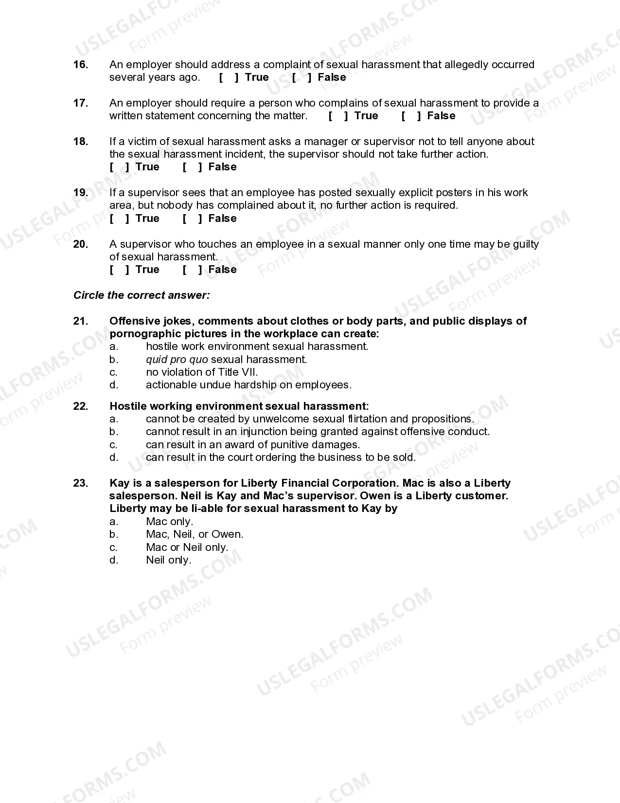 Preview Sexual Harassment IQ Test