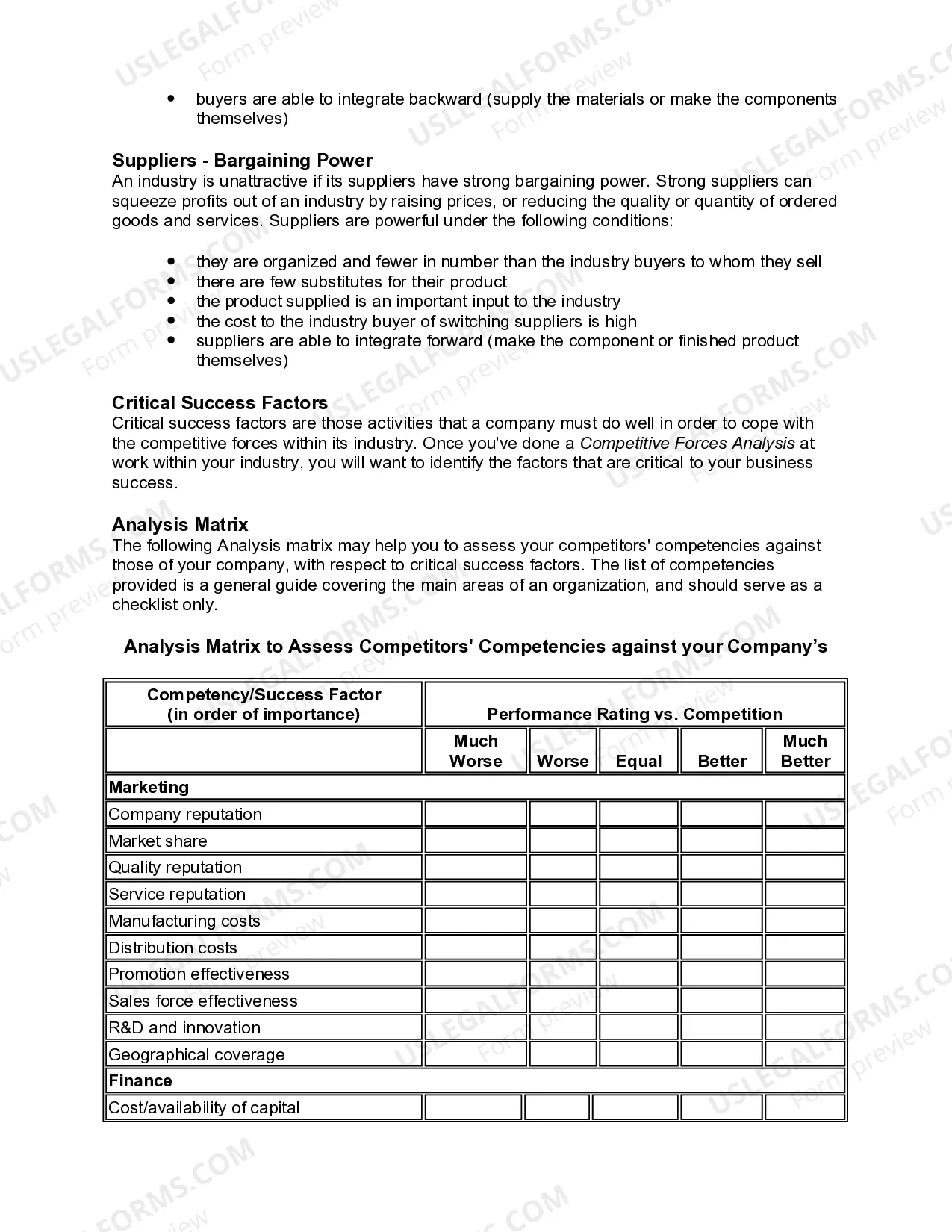 Preview Worksheet - Industry and Competitive Forces Analysis
