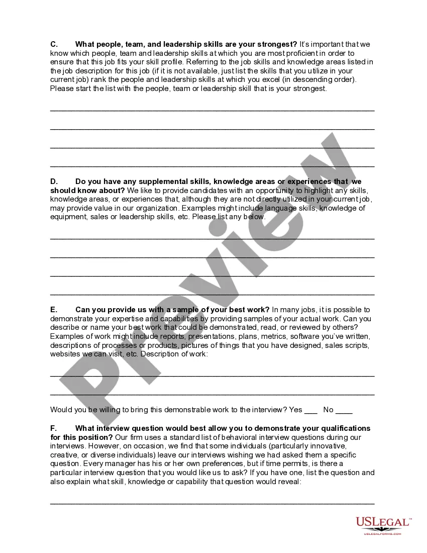 Get Candidate Pre-Interview Questionnaire Preview Candidate Pre-Interview Questionnaire