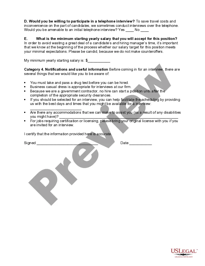 Get Candidate Pre-Interview Questionnaire Preview Candidate Pre-Interview Questionnaire