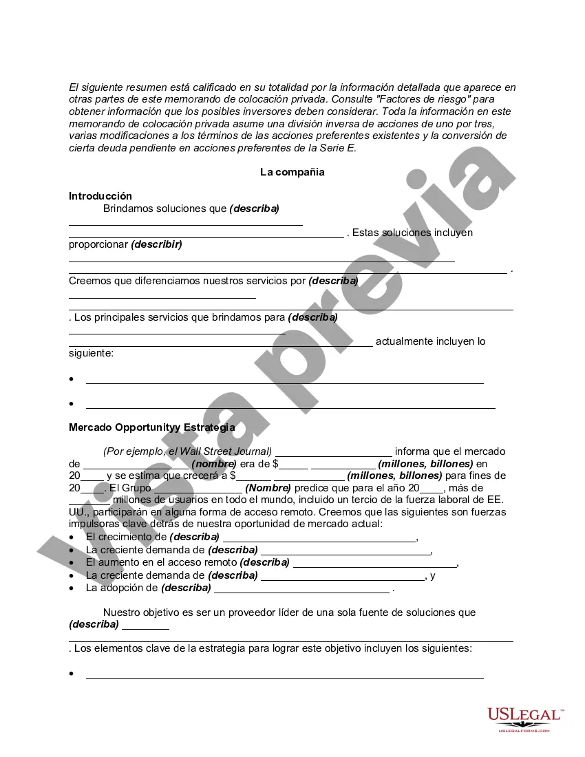 Preview Ejemplo de Memorándum de Colocación Privada