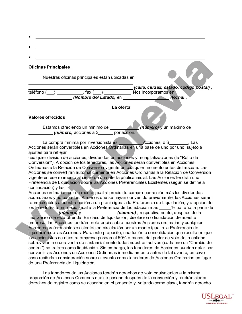 Preview Ejemplo de Memorándum de Colocación Privada