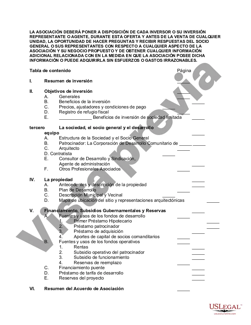 Preview Memorándum de oferta - Sociedad limitada