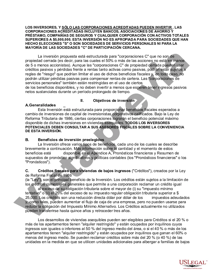 Preview Memorándum de oferta - Sociedad limitada
