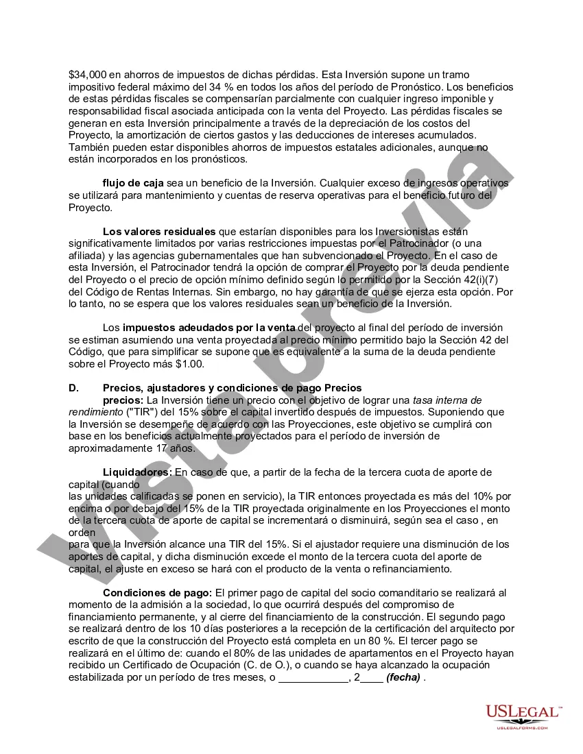 Preview Memorándum de oferta - Sociedad limitada