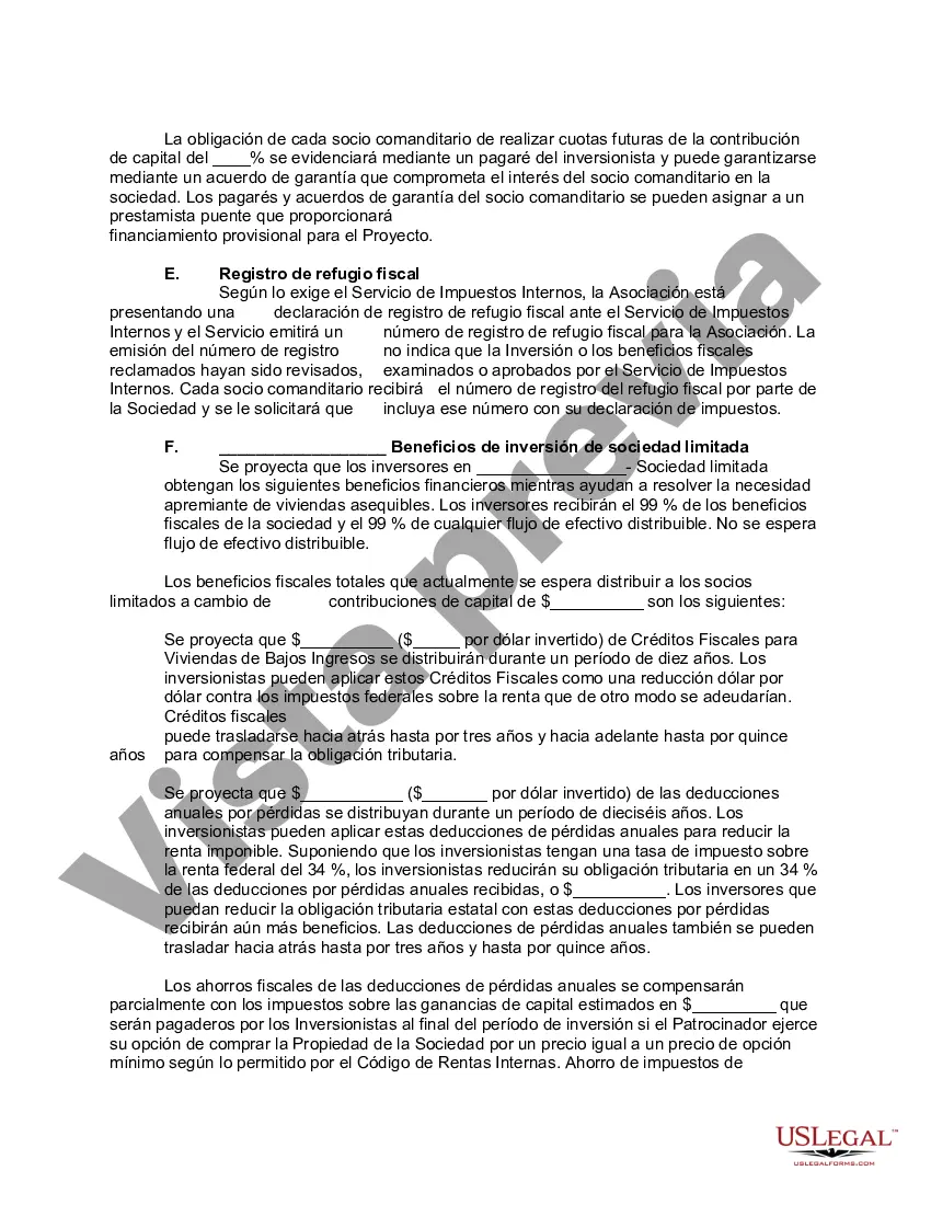Preview Memorándum de oferta - Sociedad limitada