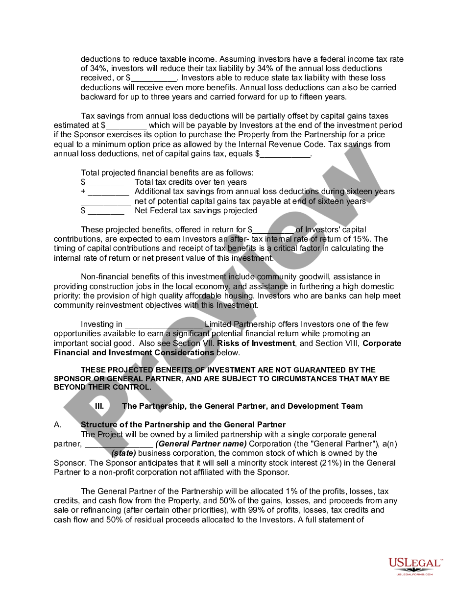 page 7 Offering Memorandum - Limited Partnership preview