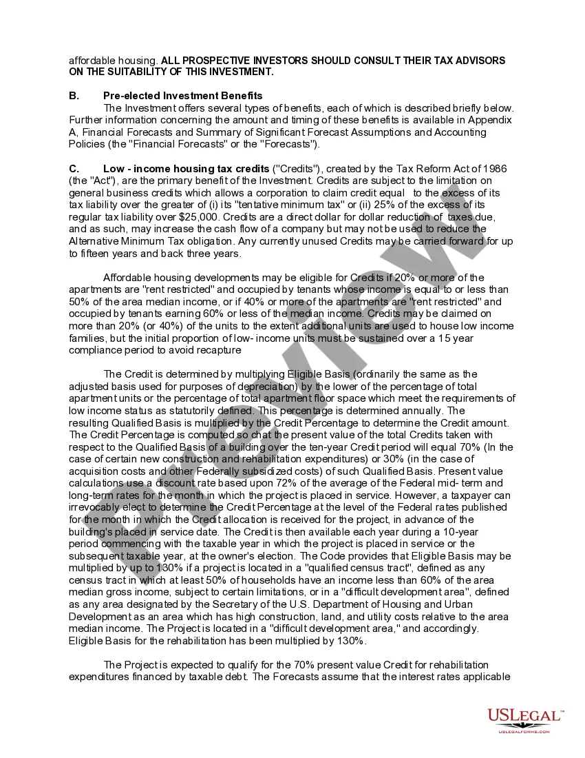 Preview Offering Memorandum - Limited Partnership