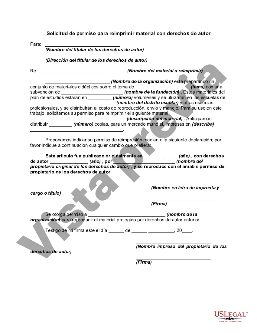 Preview Solicitud de permiso para reimprimir material con derechos de autor