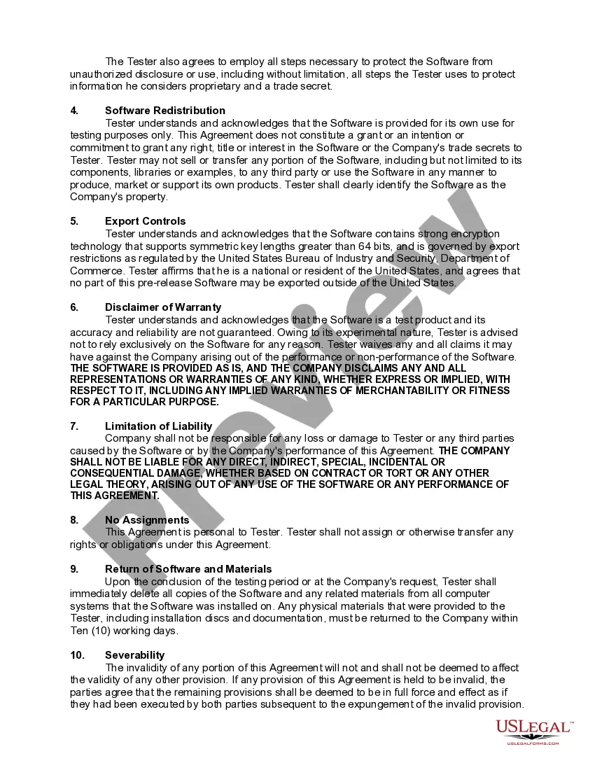 Get Beta Tester Non-Disclosure Agreement Preview Beta Tester Non-Disclosure Agreement