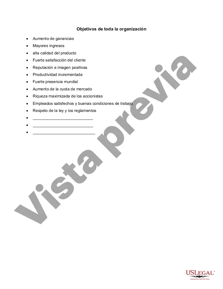 Preview Objetivos de toda la organización