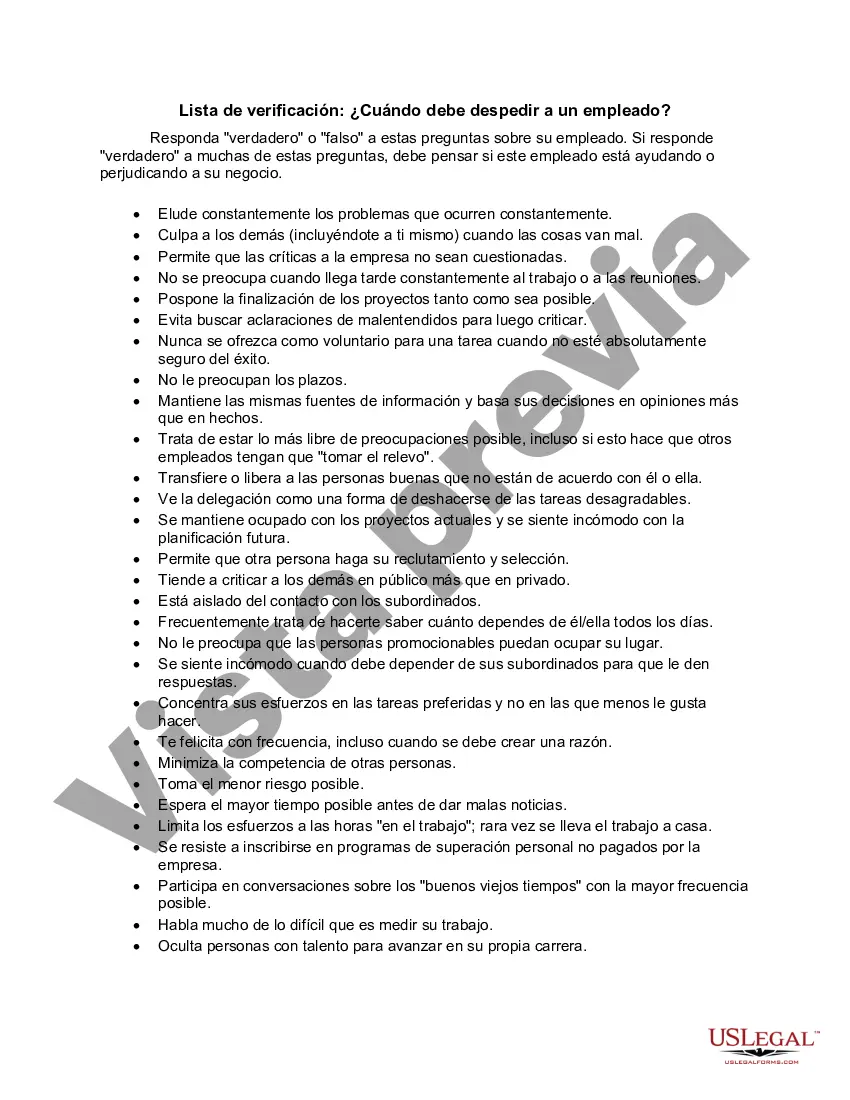 Preview Lista de verificación: ¿Cuándo debe despedir a un empleado?