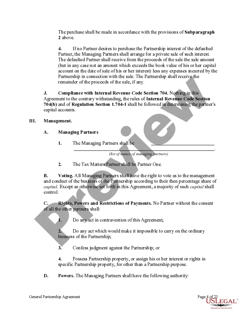 Preview General Partnership Agreement with Managing Partners and Officers