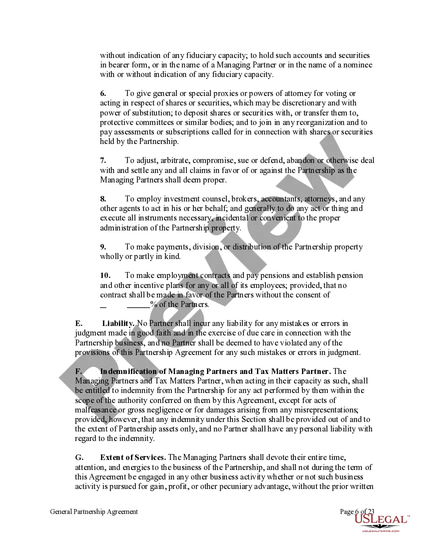 Preview General Partnership Agreement with Managing Partners and Officers