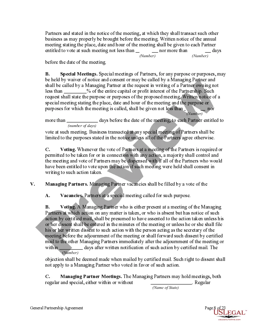 Preview General Partnership Agreement with Managing Partners and Officers