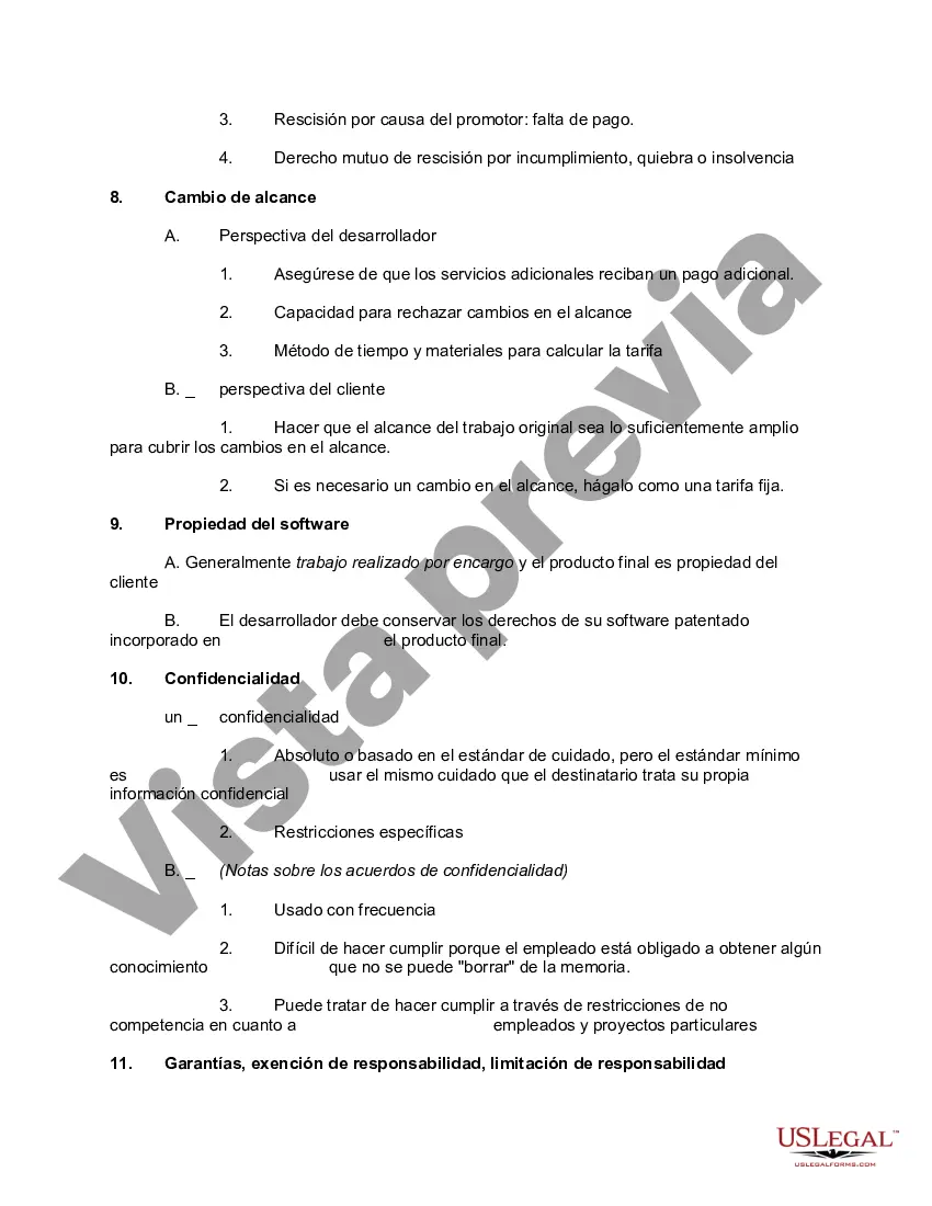 Get Lista de verificación: contrato de desarrollo de software Preview Lista de verificación: contrato de desarrollo de software
