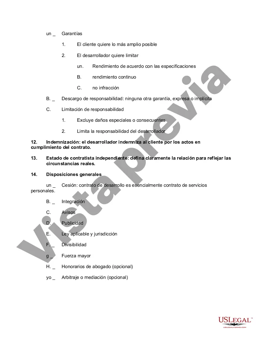 Get Lista de verificación: contrato de desarrollo de software Preview Lista de verificación: contrato de desarrollo de software