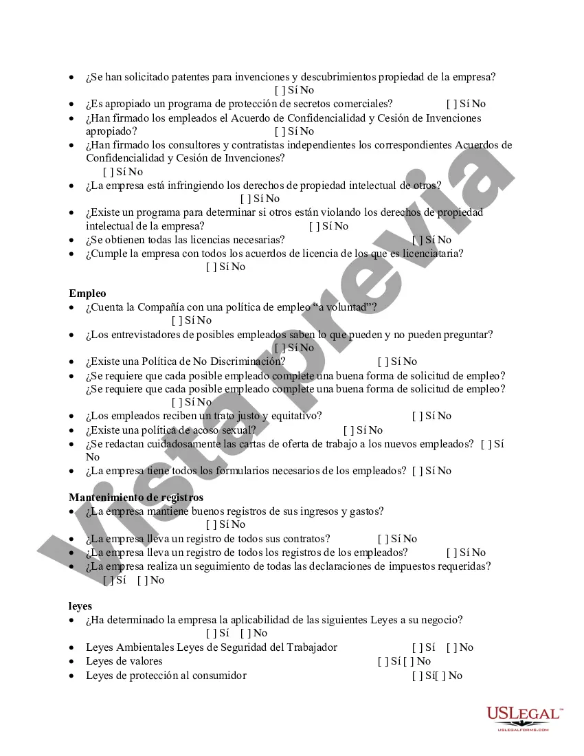 Preview Lista de verificación - Inventario de cumplimiento legal de pequeñas empresas
