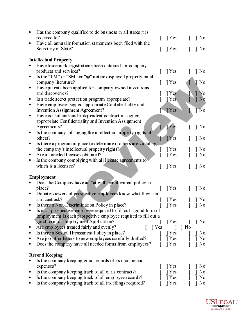 Get Checklist - Small Business Legal Compliance Inventory Preview Checklist - Small Business Legal Compliance Inventory
