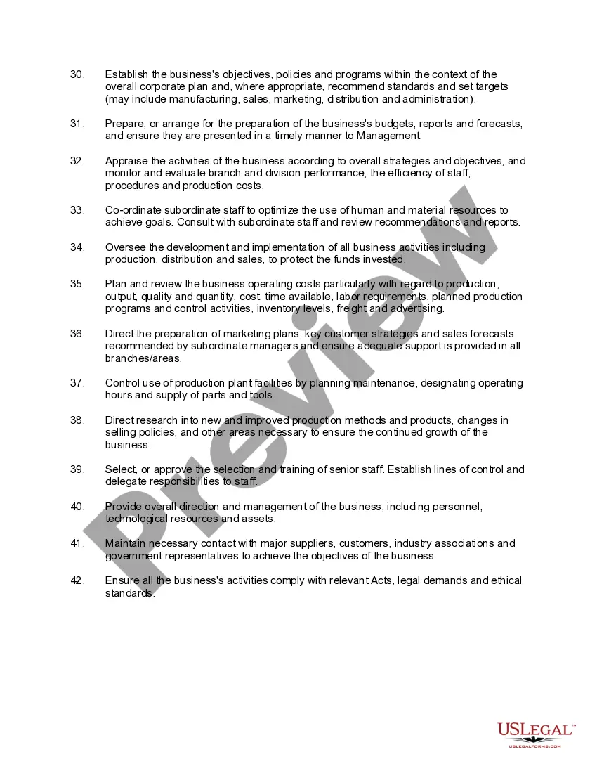 Get Checklist - Routine Managerial Duties Preview Checklist - Routine Managerial Duties