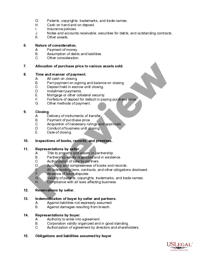 Preview Checklist - Sale of a Business