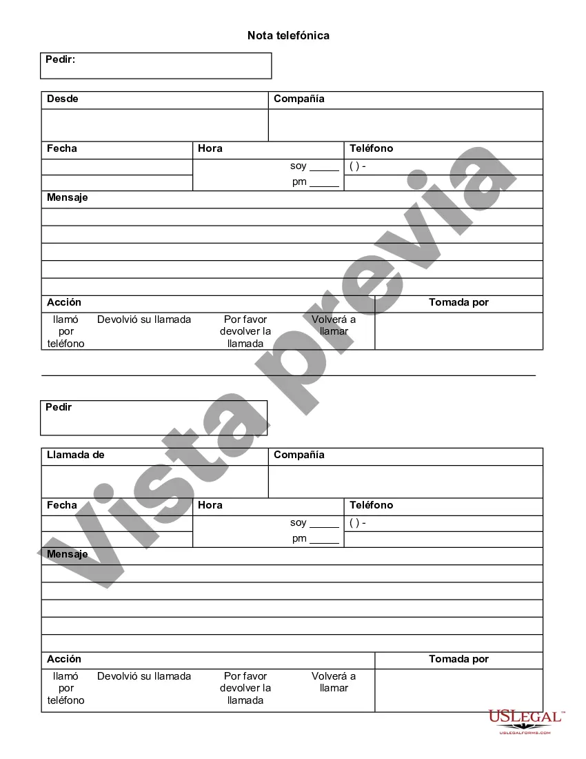 Preview Nota telefónica