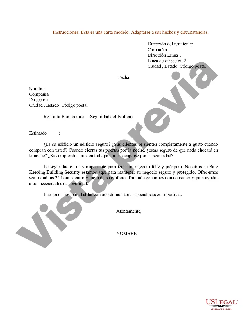 Preview Ejemplo de carta para carta promocional - Seguridad en edificios
