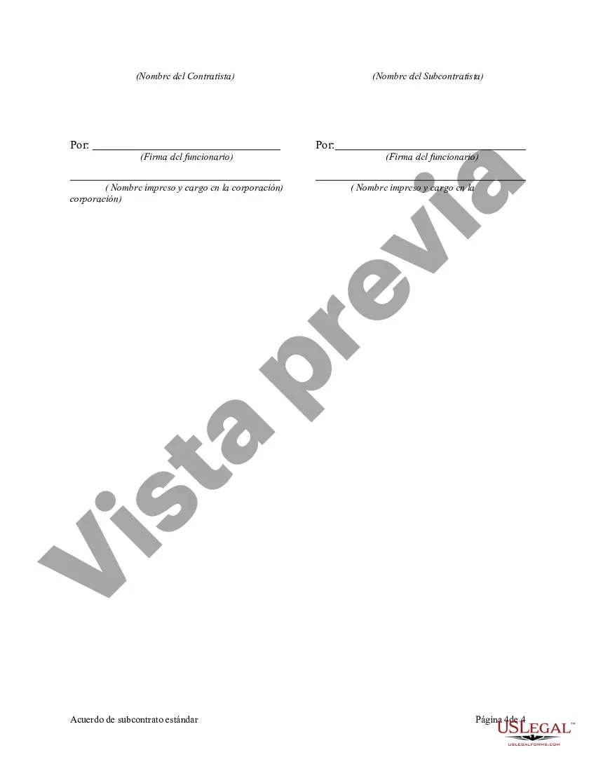 Preview Acuerdo de subcontrato estándar