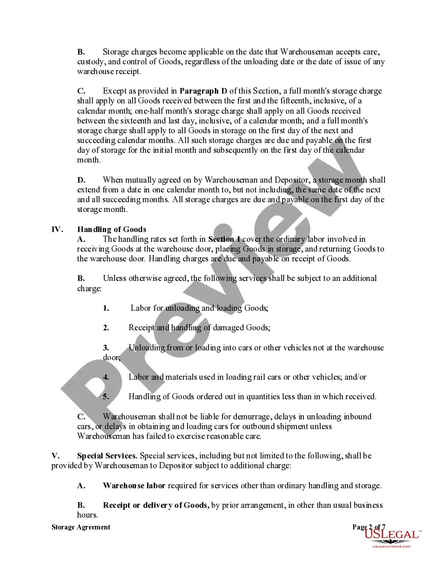 Preview Storage Agreement