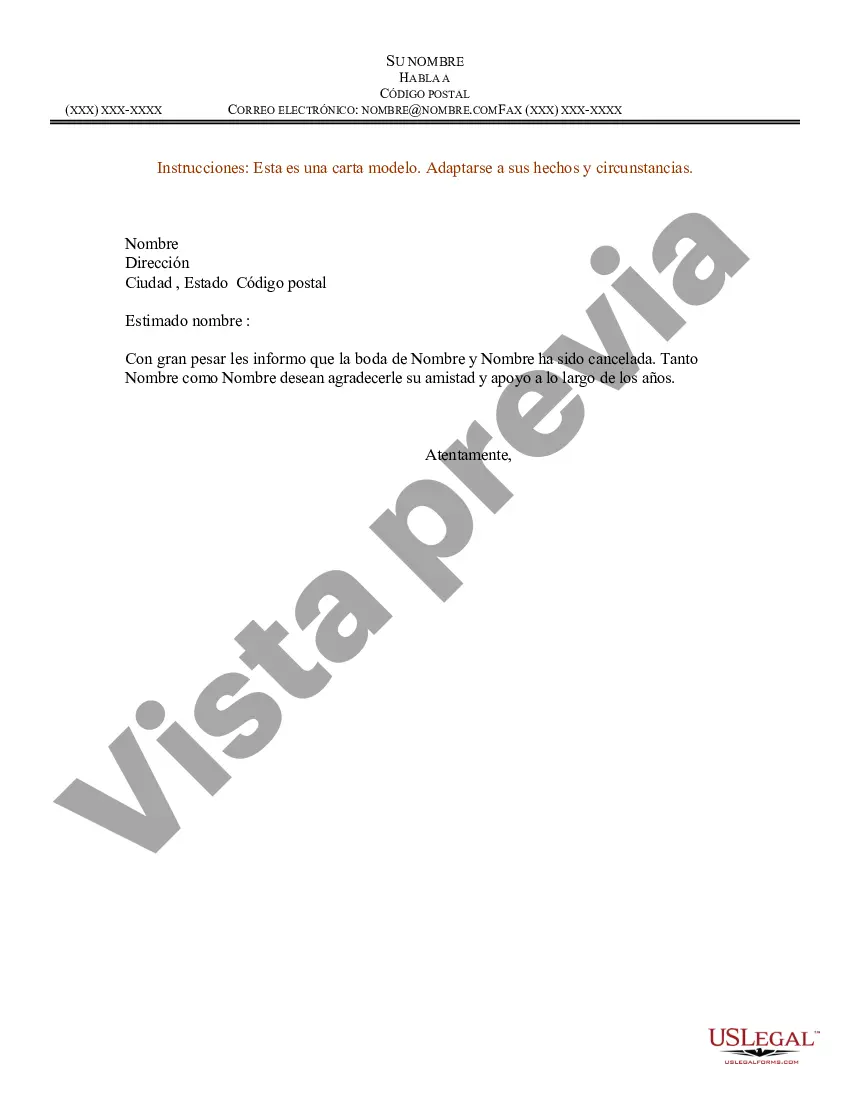 Preview Ejemplo de carta para cancelación de boda