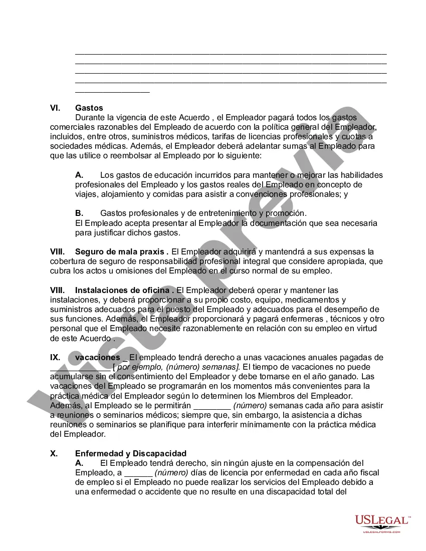 Preview Acuerdo Laboral entre Médico y Profesional Sociedad de Responsabilidad Limitada con Acuerdo de Confidencialidad y Pacto de No Competencia