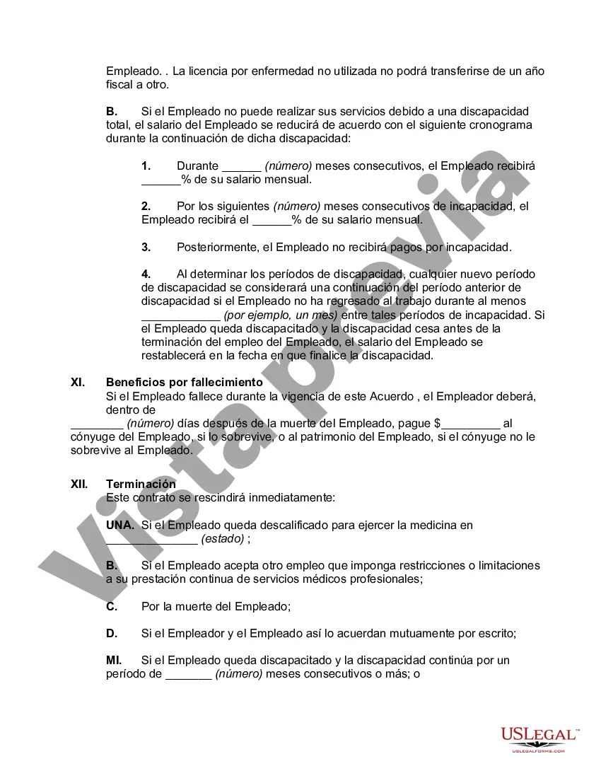 Preview Acuerdo Laboral entre Médico y Profesional Sociedad de Responsabilidad Limitada con Acuerdo de Confidencialidad y Pacto de No Competencia