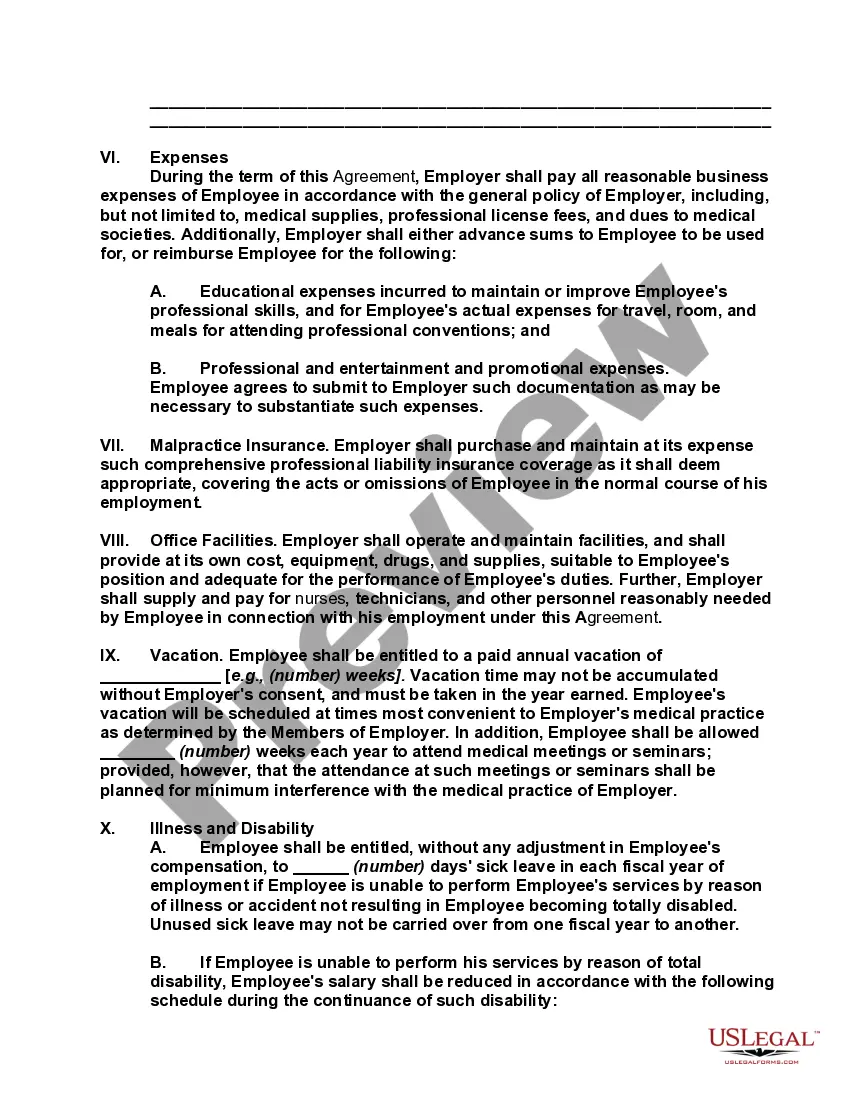 Preview Employment Agreement between Physician and Professional Limited Liability Company with Nondisclosure Agreement and Covenant not to Compete