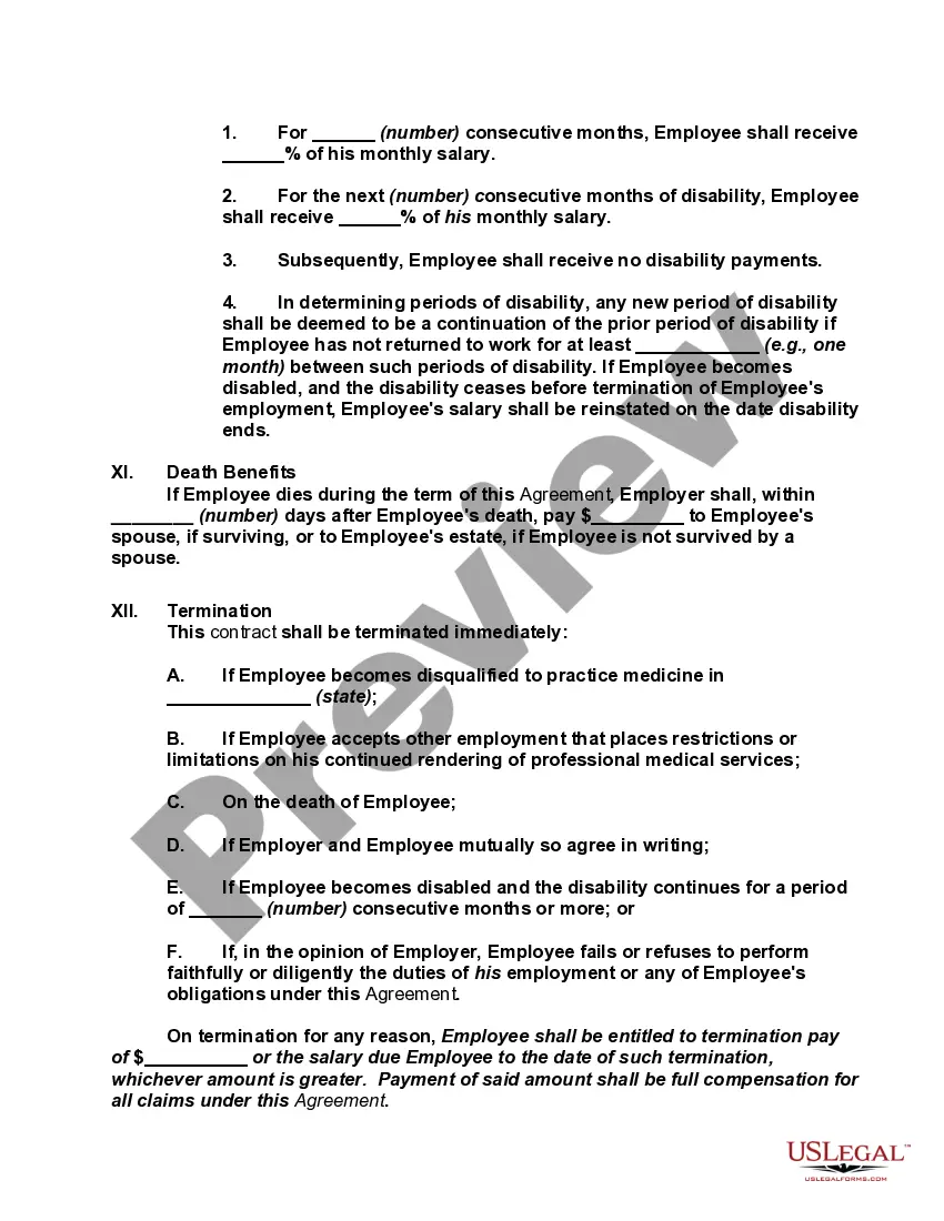 Preview Employment Agreement between Physician and Professional Limited Liability Company with Nondisclosure Agreement and Covenant not to Compete