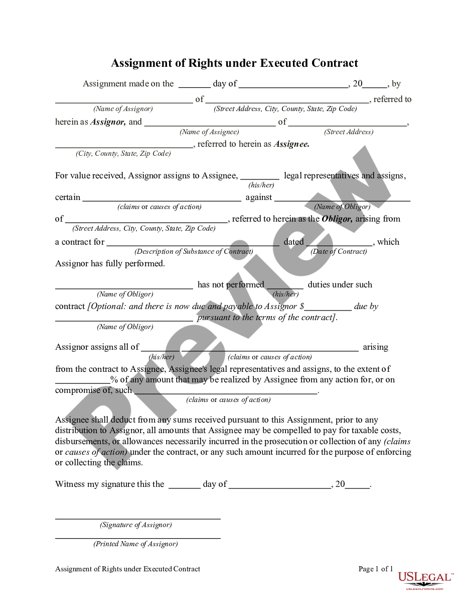 florida assignment of rights form