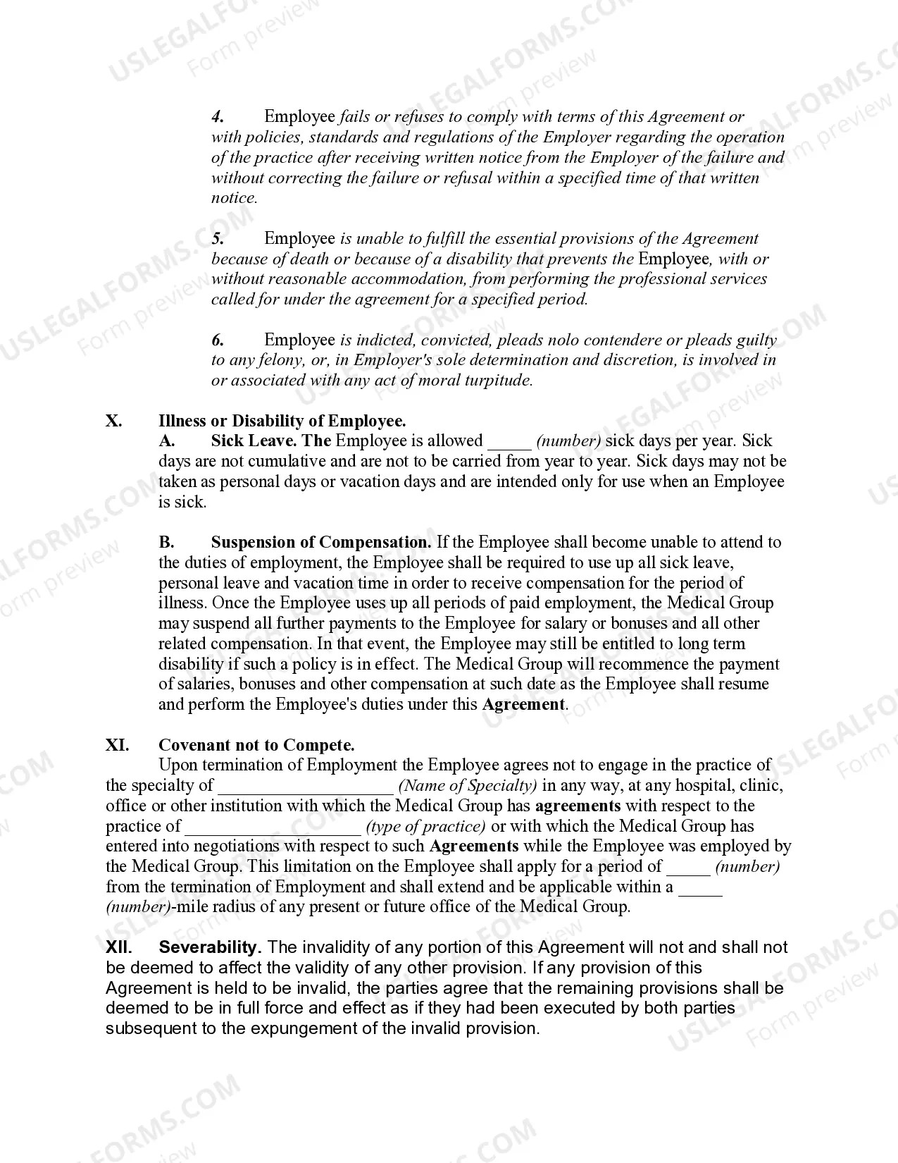 Preview Employment Agreement and Non-Competition Agreement between Physician and Medical Practice Providing Services as a Limited Liability Partnership